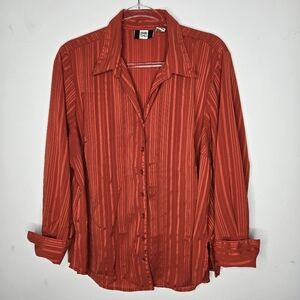 Vintage Studio 1940 Point Collar Button Up Shirt Size 18W Orange Retro Disco